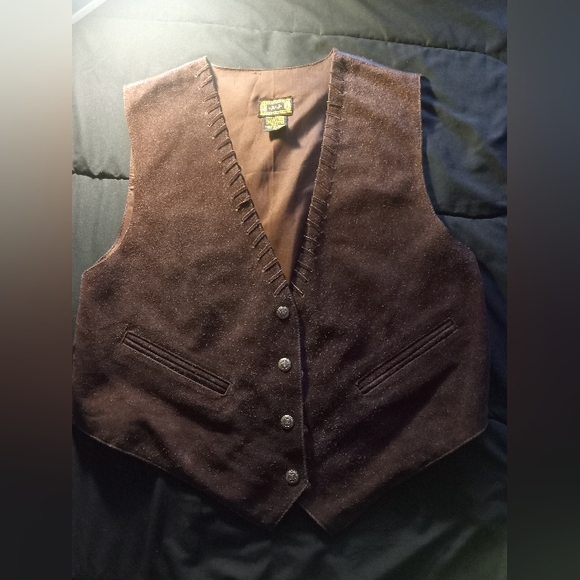 Vintage brown AJ LEATHER VEST - Picture 1 of 3